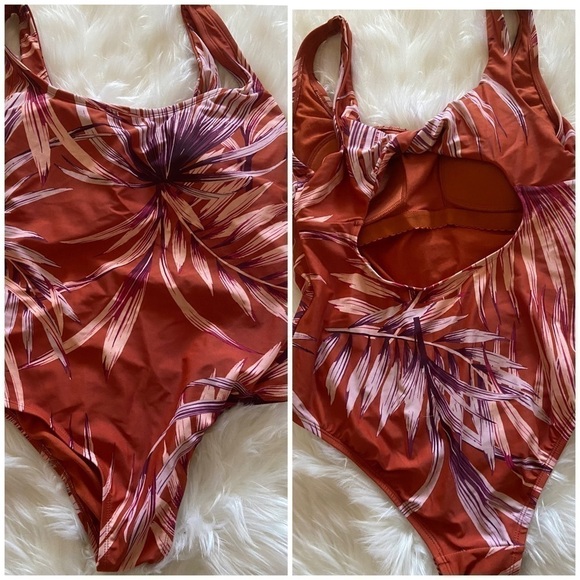 Kona Sol One Piece Orange Twist Back Cut Out Swimsuit Size Large - Picture 9 of 14